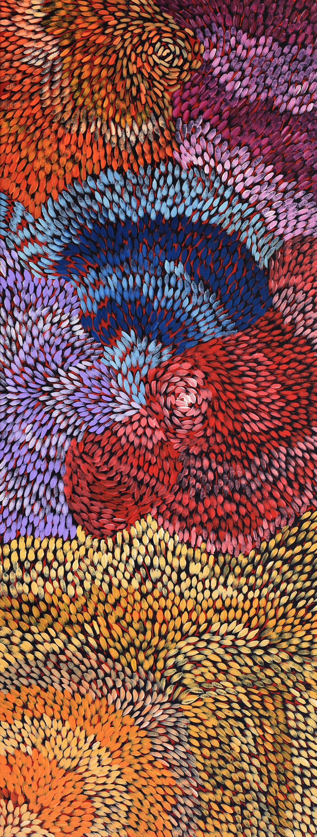 Aboriginal Artwork by Daphne Napurrula Marks, Yalka Dreaming (bush onion), 122x46cm