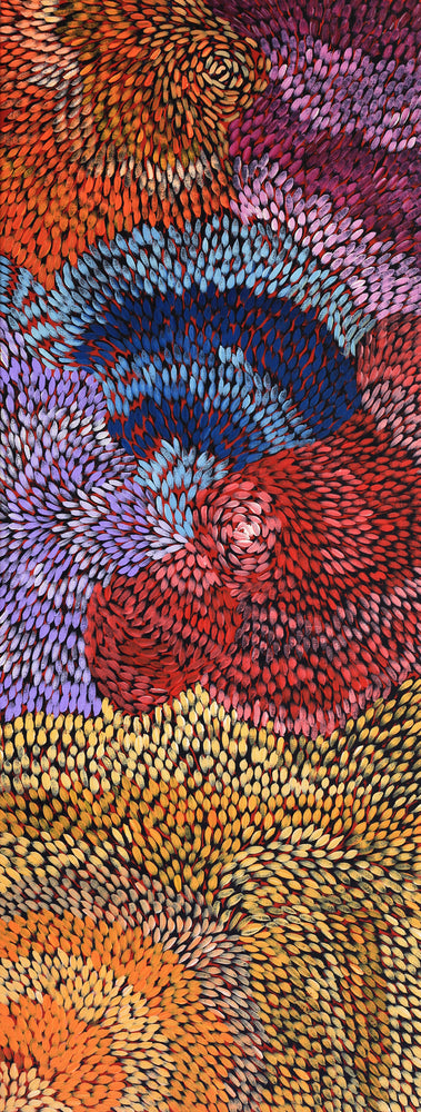 Aboriginal Artwork by Daphne Napurrula Marks, Yalka Dreaming (bush onion), 122x46cm