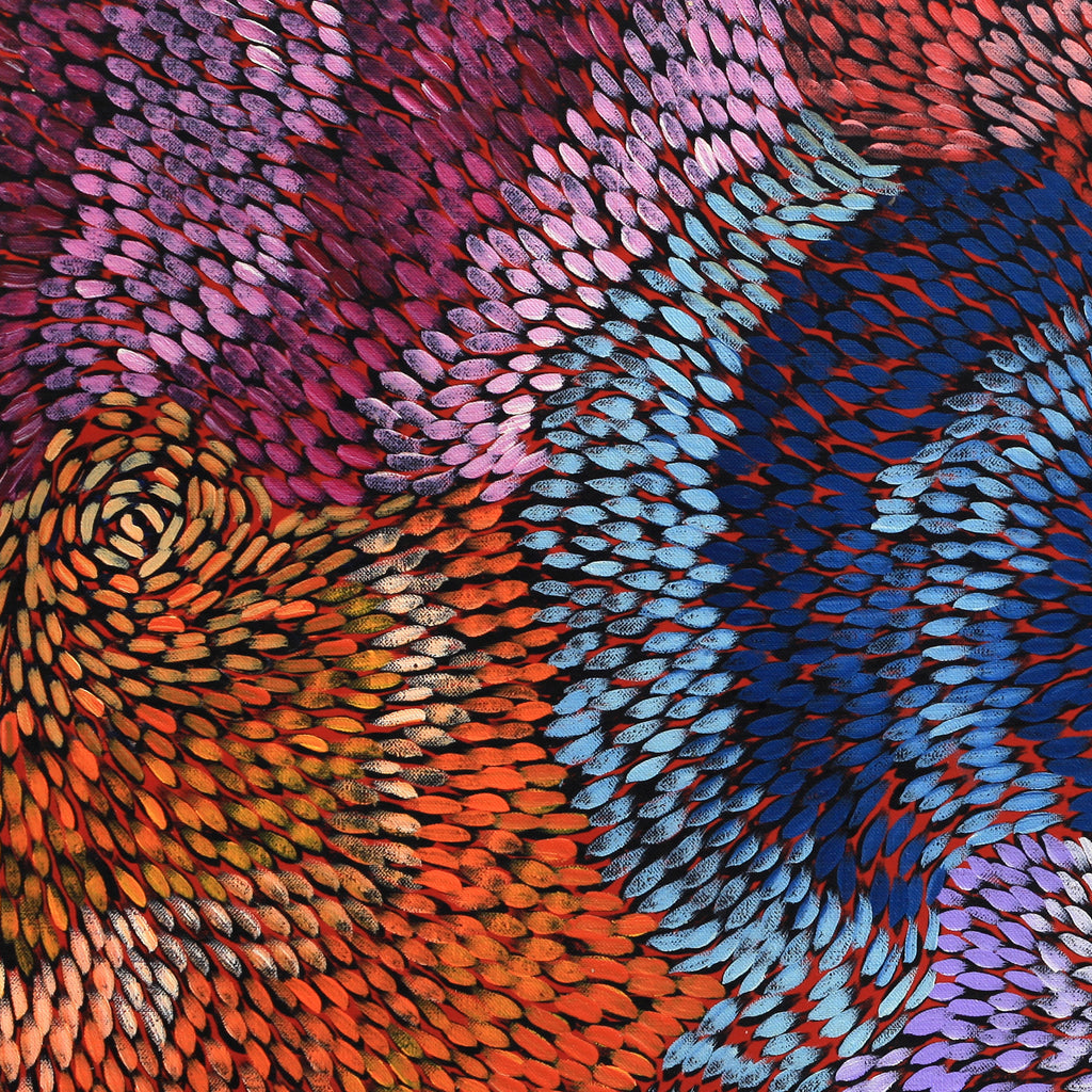 Aboriginal Artwork by Daphne Napurrula Marks, Yalka Dreaming (bush onion), 122x46cm