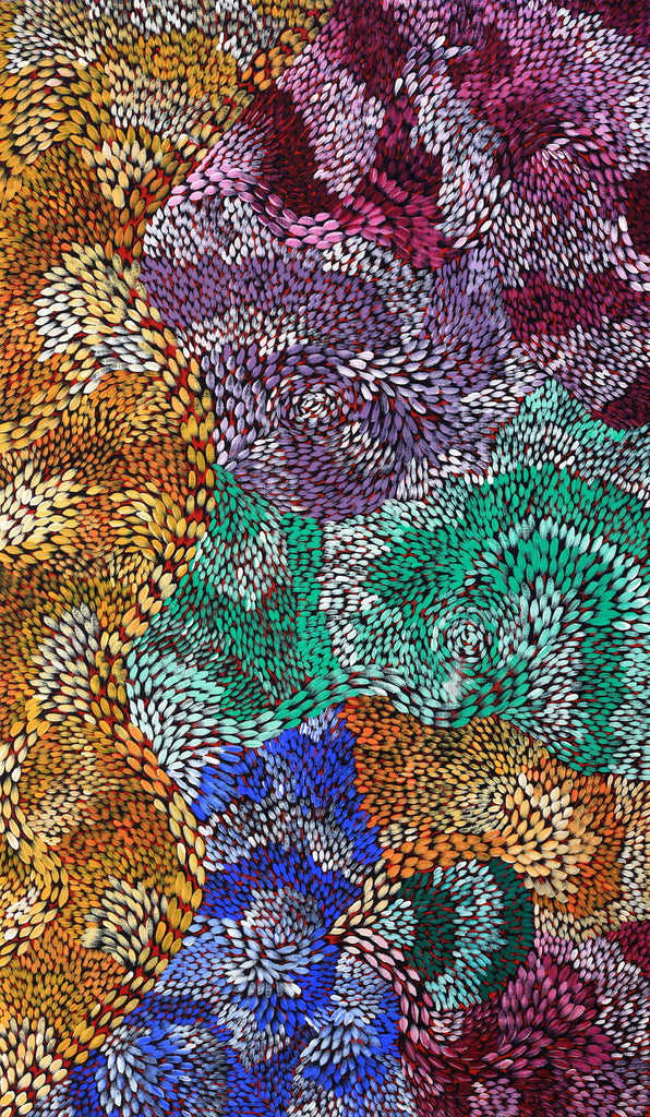 Aboriginal Artwork by Daphne Napurrula Marks, Yalka Dreaming (bush onion), 122x71cm - ART ARK®
