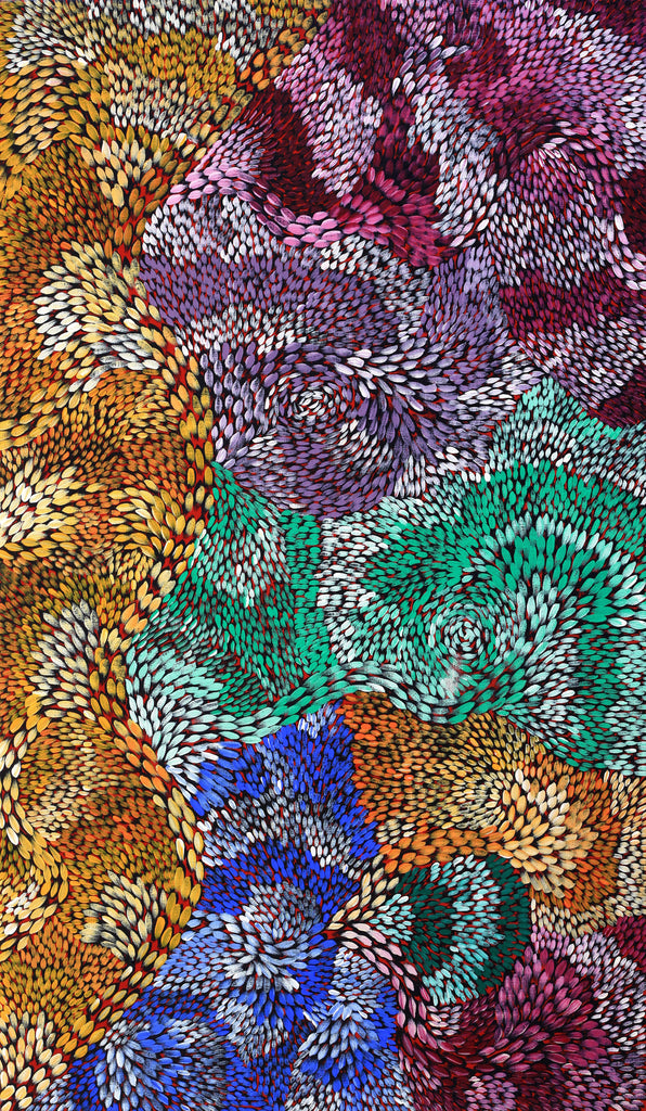 Aboriginal Artwork by Daphne Napurrula Marks, Yalka Dreaming (bush onion), 122x71cm
