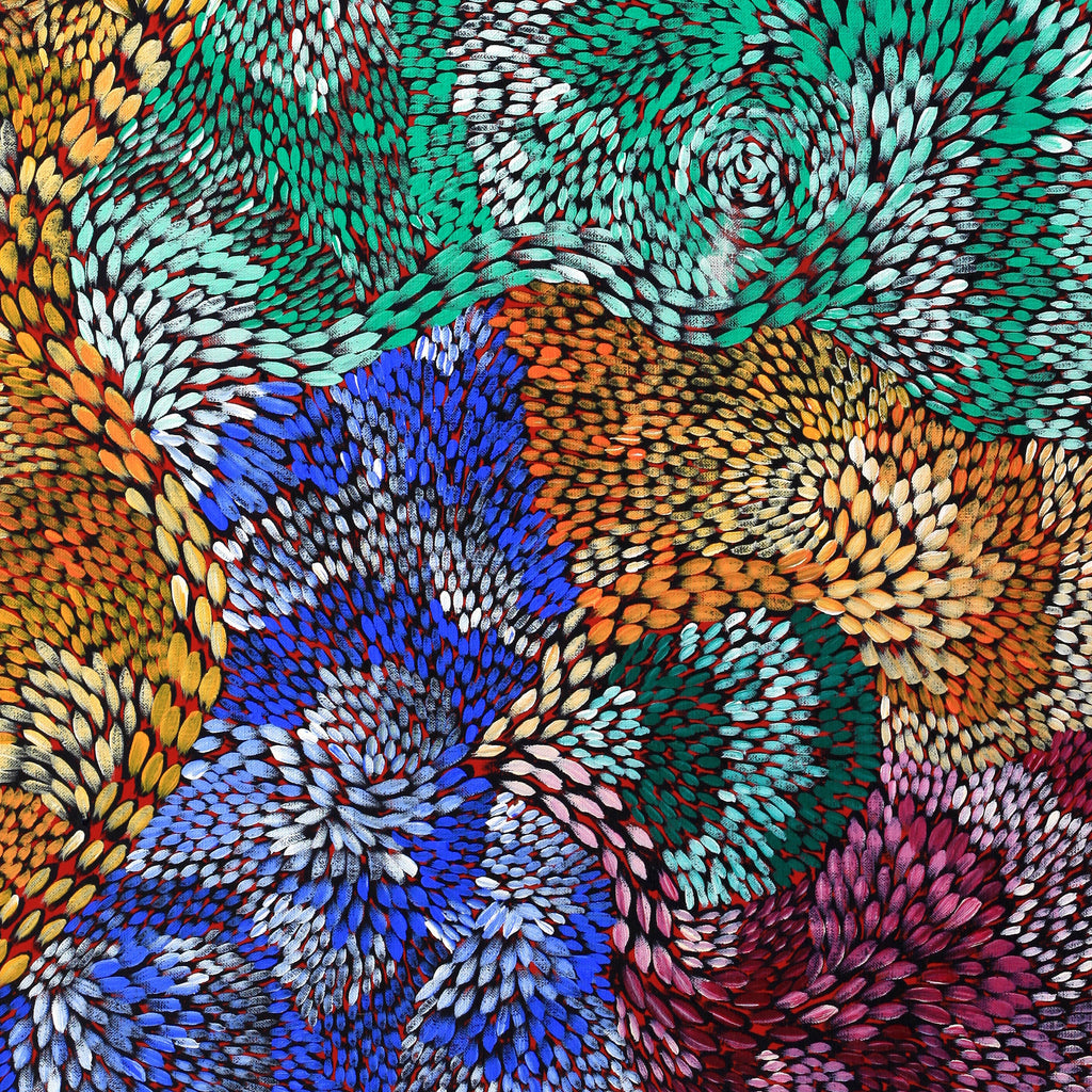 Aboriginal Artwork by Daphne Napurrula Marks, Yalka Dreaming (bush onion), 122x71cm