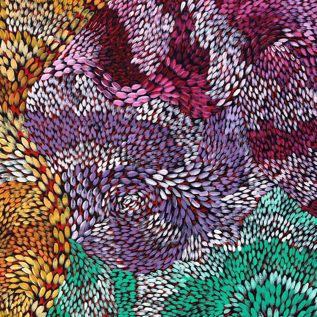 Aboriginal Artwork by Daphne Napurrula Marks, Yalka Dreaming (bush onion), 122x71cm