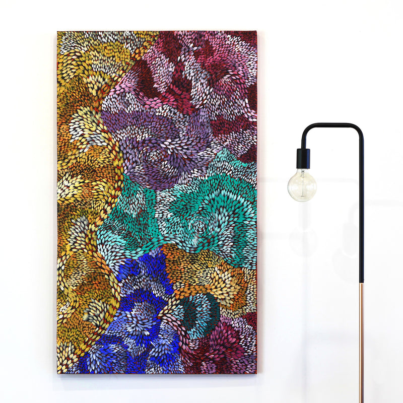 Aboriginal Artwork by Daphne Napurrula Marks, Yalka Dreaming (bush onion), 122x71cm