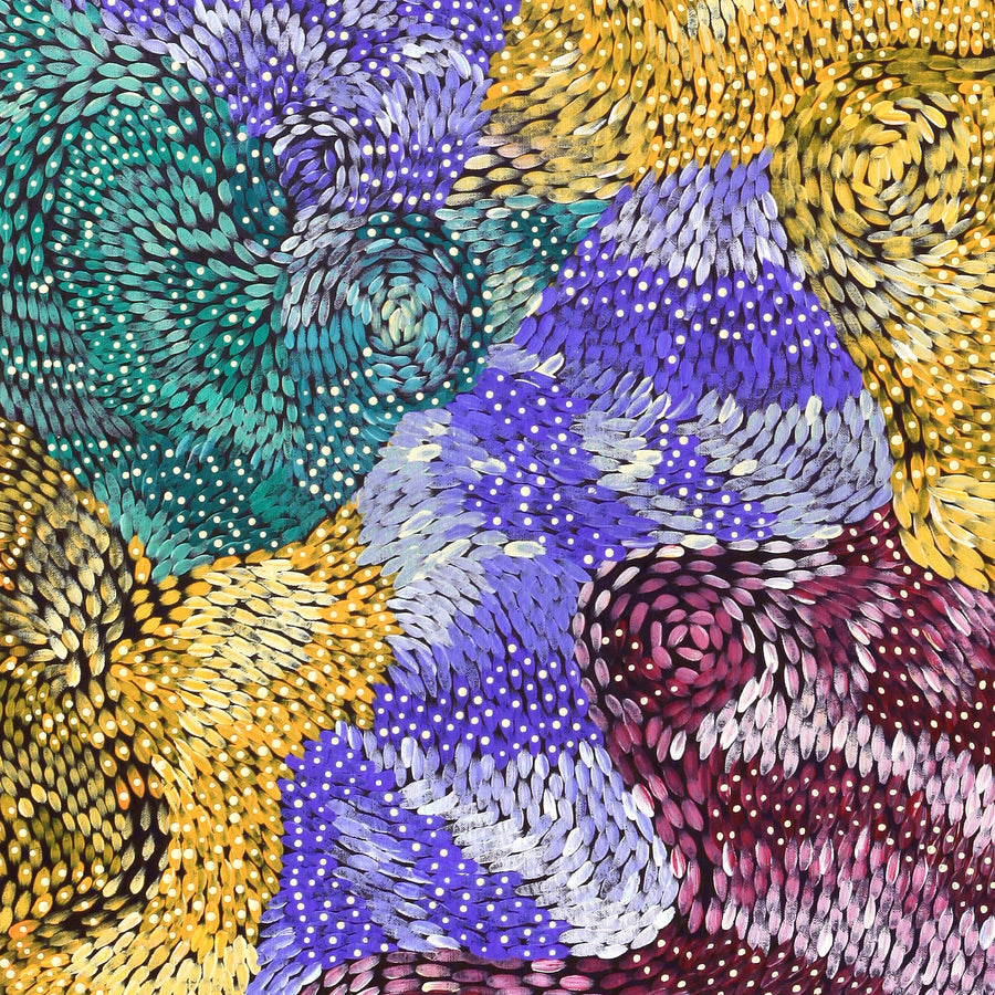 Aboriginal Artwork by Daphne Napurrula Marks, Yalka Dreaming (bush onion), 137x76cm