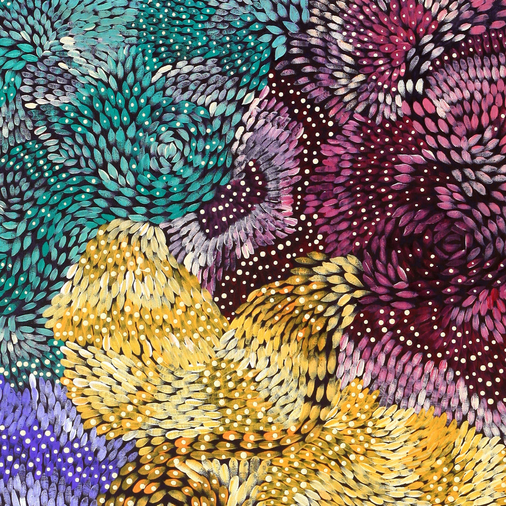 Aboriginal Artwork by Daphne Napurrula Marks, Yalka Dreaming (bush onion), 137x76cm