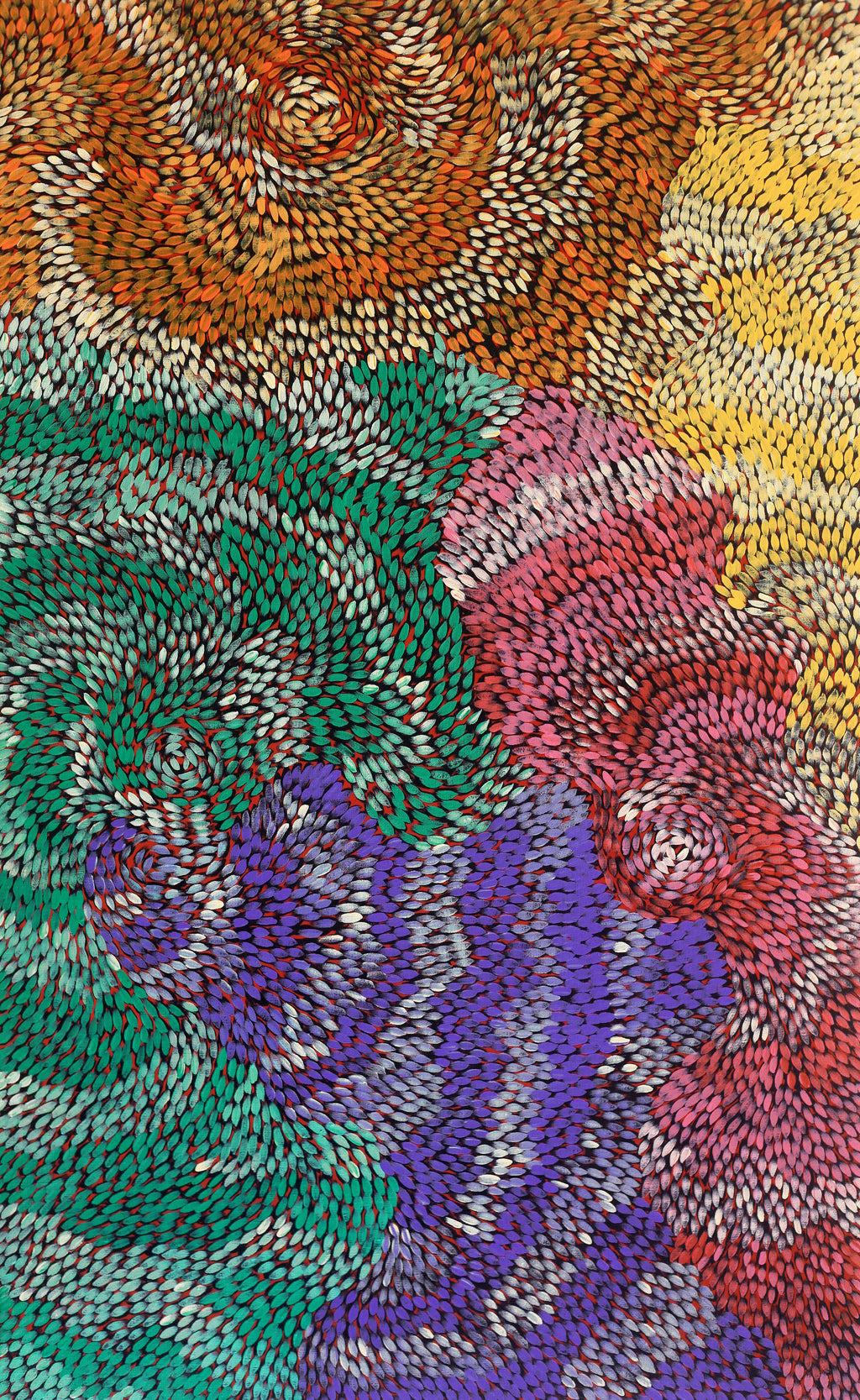 Aboriginal Artwork by Daphne Napurrula Marks, Yalka Dreaming (bush onion), 152x91cm