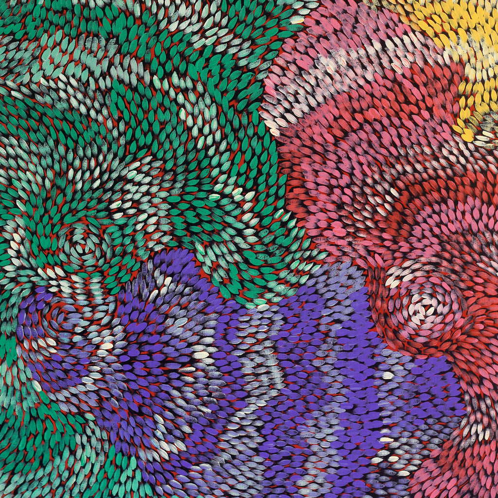 Aboriginal Artwork by Daphne Napurrula Marks, Yalka Dreaming (bush onion), 152x91cm