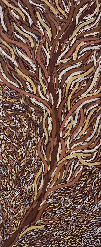 Aboriginal Artwork by Daphne Napurrula Marks, Yalka Dreaming (bush onion), 100x40cm
