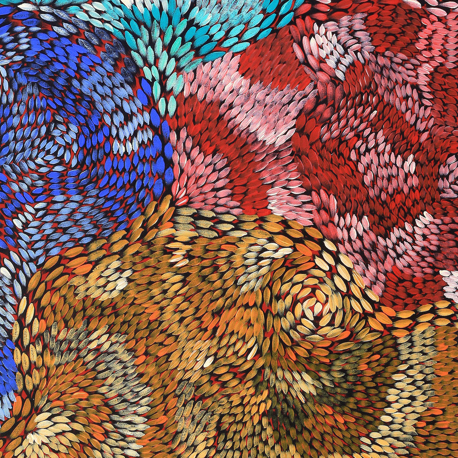 Aboriginal Artwork by Daphne Napurrula Marks, Yalka Dreaming (bush onion), 122x91cm