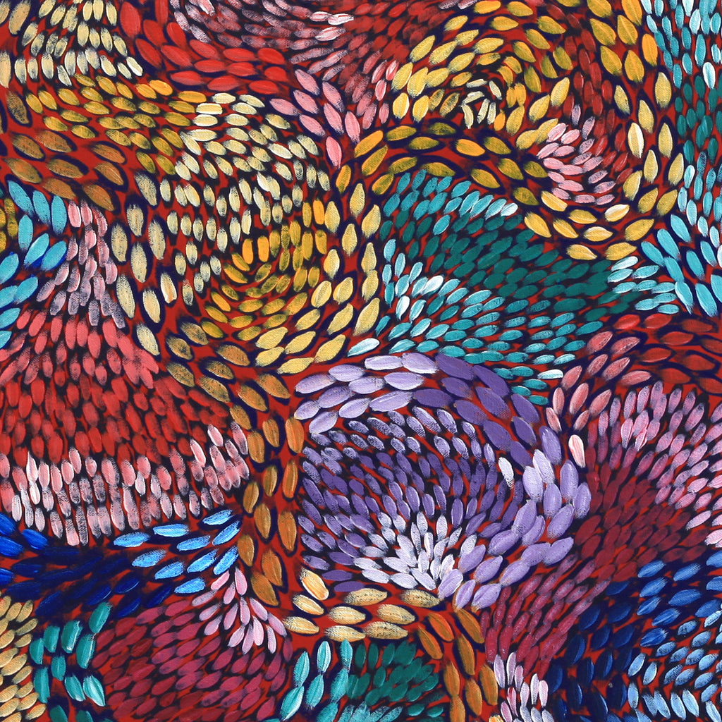 Aboriginal Artwork by Daphne Napurrula Marks, Yalka Dreaming (bush onion), 60x60cm