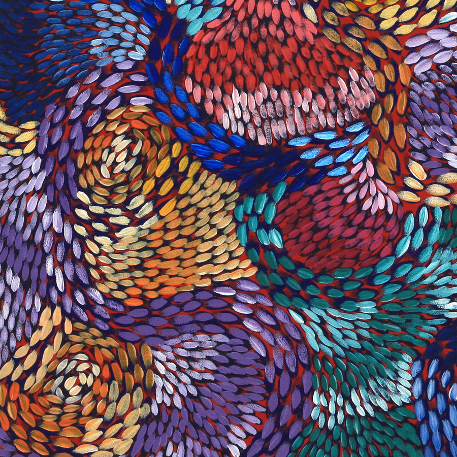 Aboriginal Artwork by Daphne Napurrula Marks, Yalka Dreaming (bush onion), 60x60cm