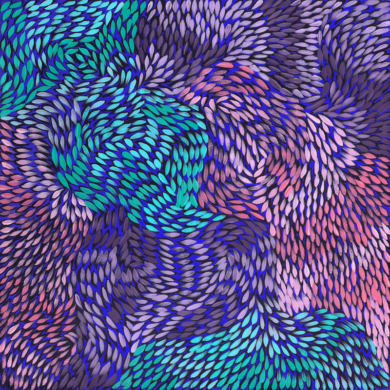 Aboriginal Artwork by Daphne Napurrula Marks, Yalka Dreaming (bush onion), 60x60cm