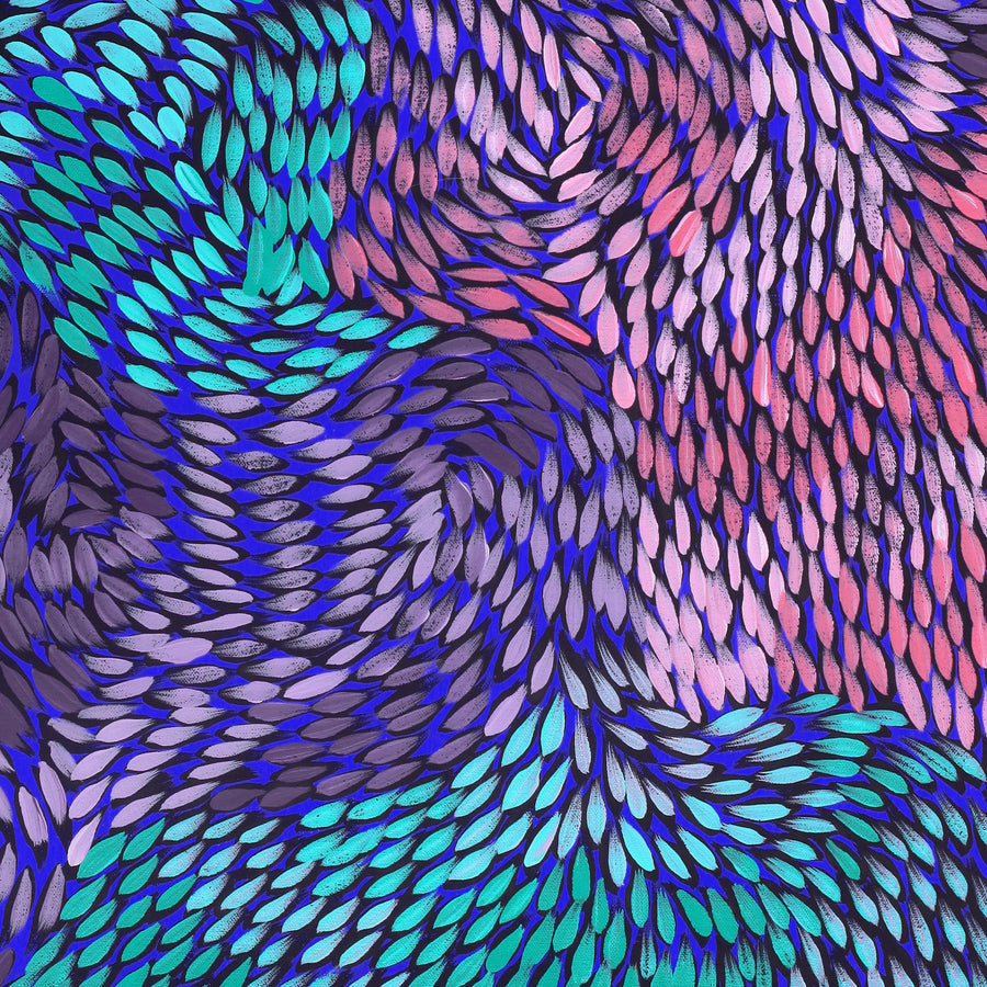 Aboriginal Artwork by Daphne Napurrula Marks, Yalka Dreaming (bush onion), 60x60cm