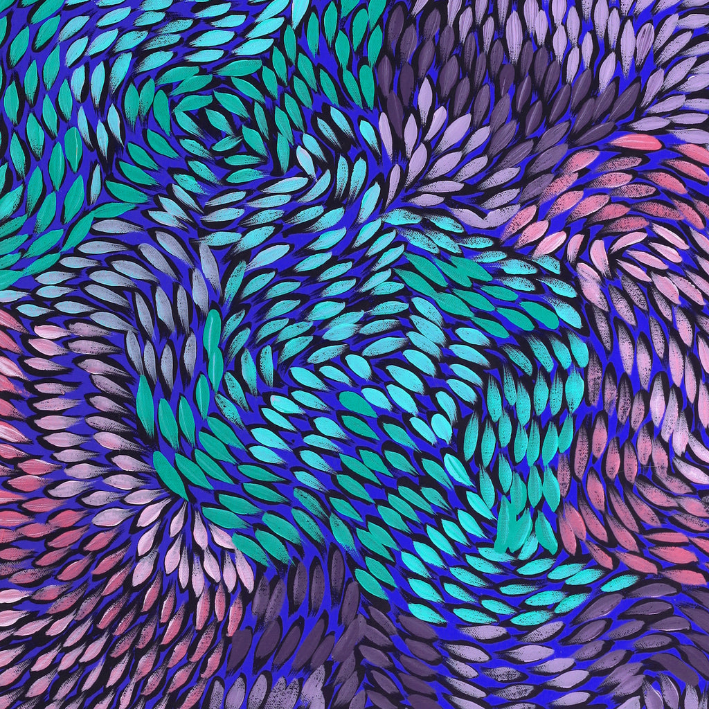 Aboriginal Artwork by Daphne Napurrula Marks, Yalka Dreaming (bush onion), 60x60cm