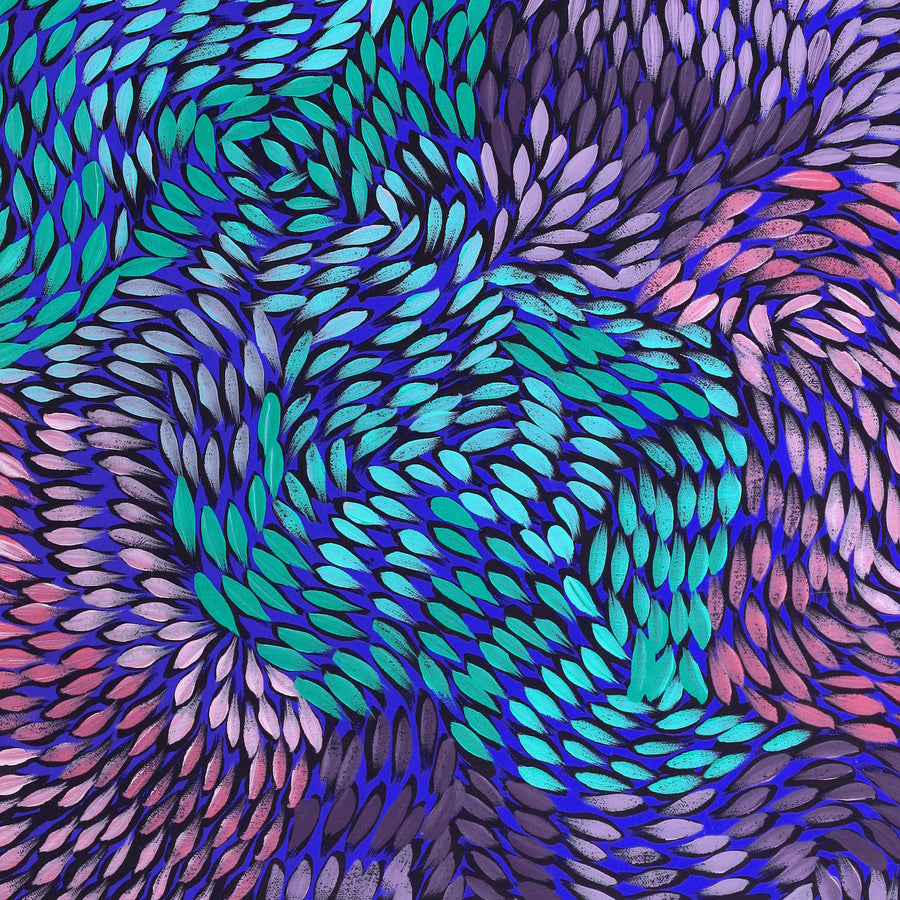 Aboriginal Artwork by Daphne Napurrula Marks, Yalka Dreaming (bush onion), 60x60cm