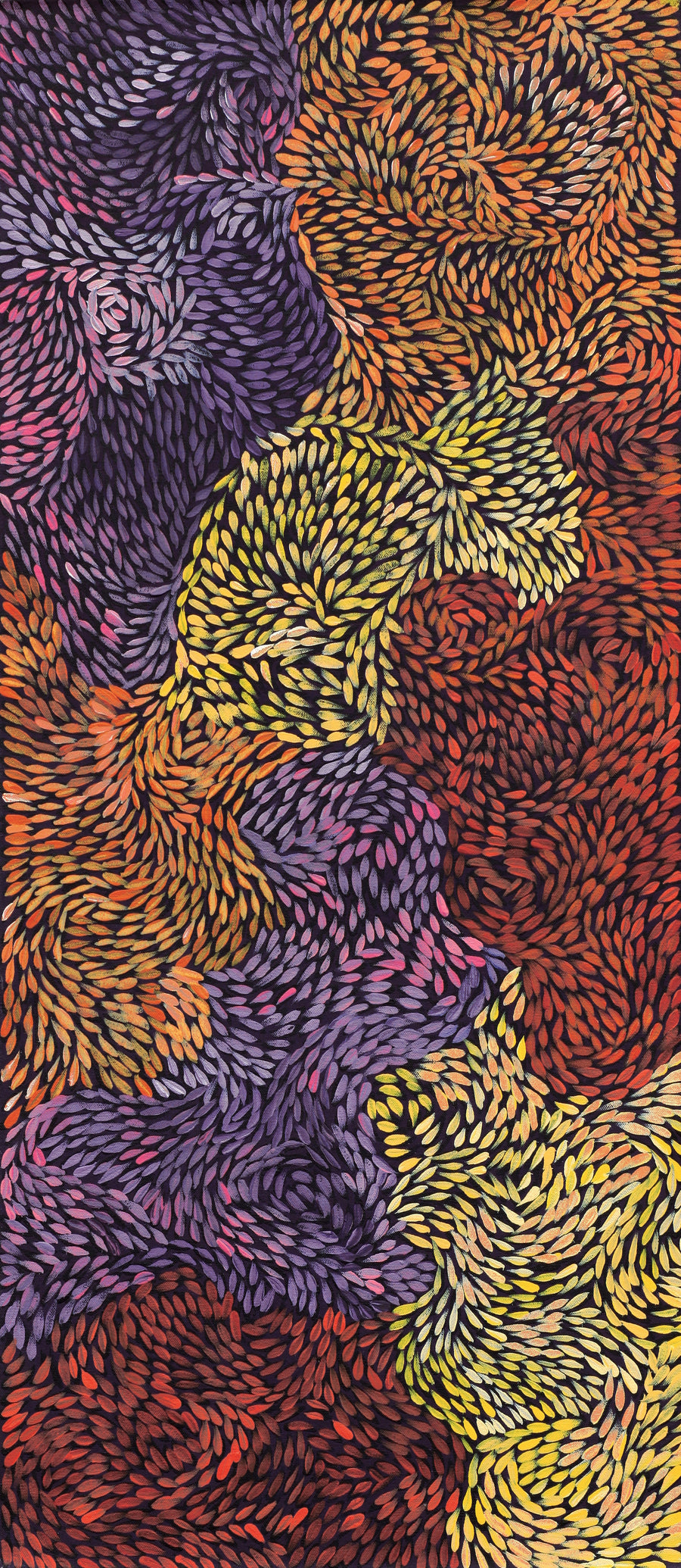 Aboriginal Artwork by Daphne Napurrula Marks, Yalka Dreaming (bush onion), 92x40cm