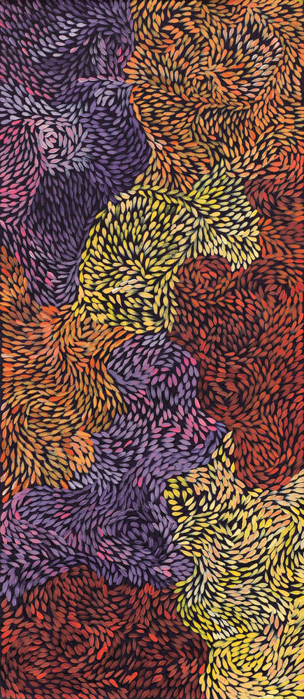 Aboriginal Artwork by Daphne Napurrula Marks, Yalka Dreaming (bush onion), 92x40cm