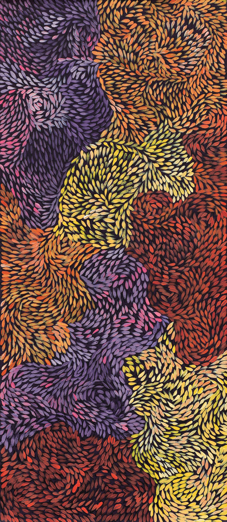 Aboriginal Artwork by Daphne Napurrula Marks, Yalka Dreaming (bush onion), 92x40cm