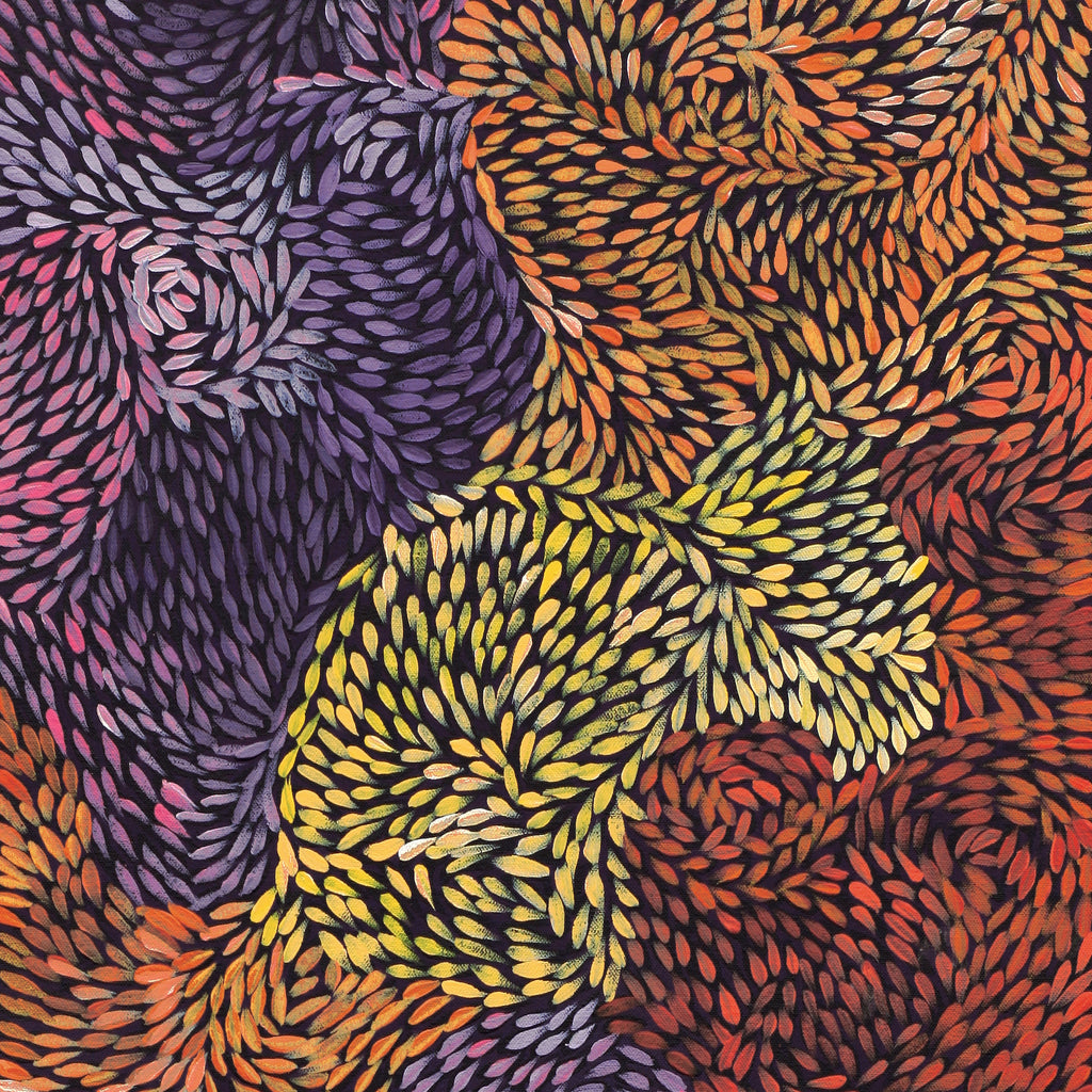 Aboriginal Artwork by Daphne Napurrula Marks, Yalka Dreaming (bush onion), 92x40cm