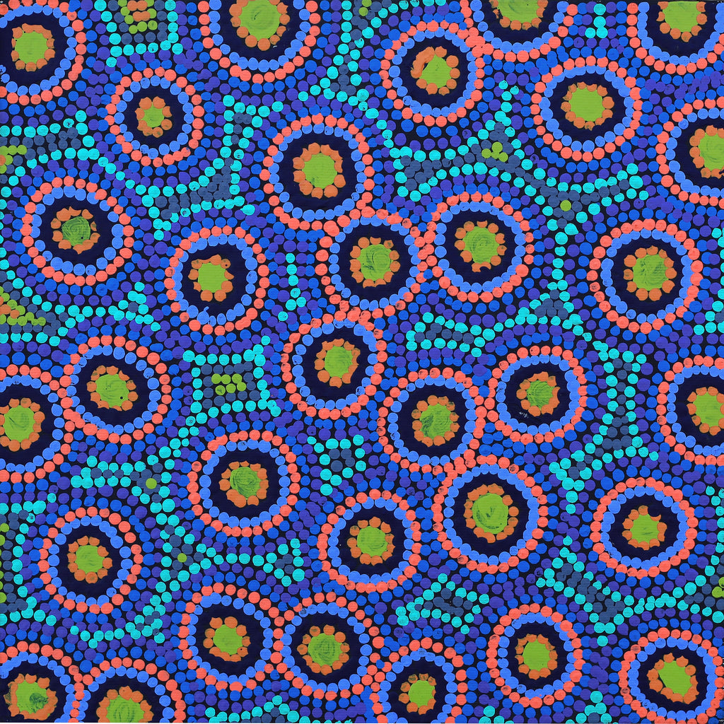 Aboriginal Artwork by Daphne Napurrurla White, Yawakiyi Jukurrpa (Native Currant Dreaming), 30x30cm - ART ARK®