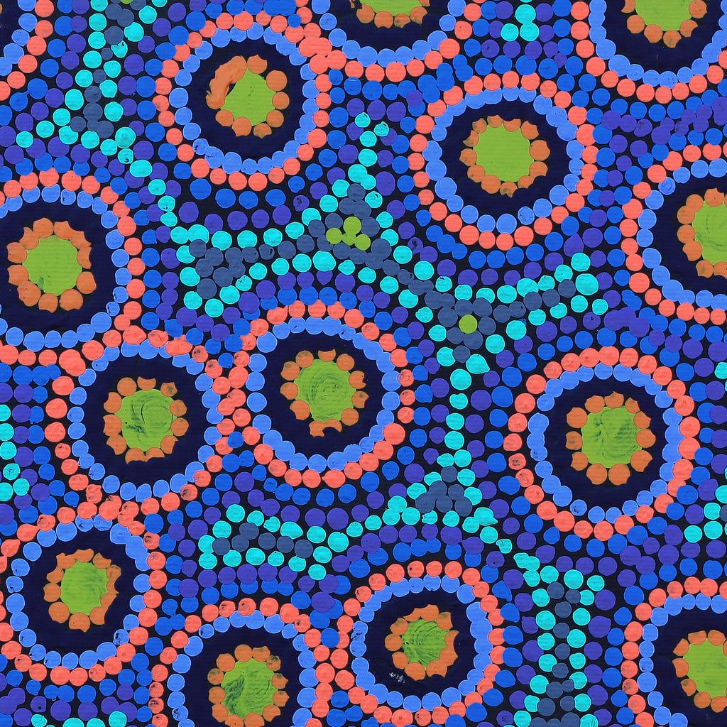 Aboriginal Artwork by Daphne Napurrurla White, Yawakiyi Jukurrpa (Native Currant Dreaming), 30x30cm - ART ARK®