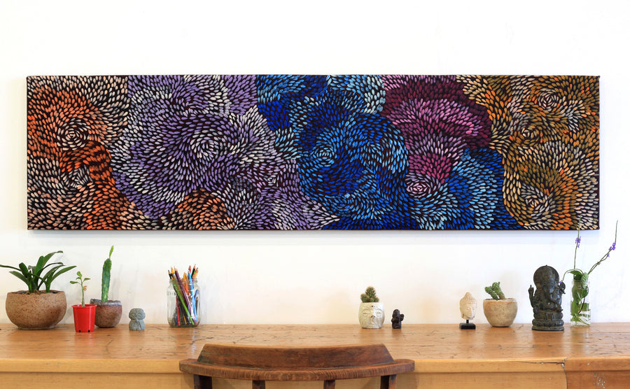 Aboriginal Artwork by Daphne Napurrula Marks, Yalka Dreaming (bush onion), 165x45cm