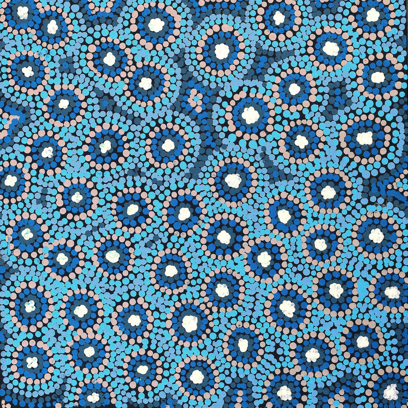 Aboriginal Artwork by Daphne Napurrurla White, Yawakiyi Jukurrpa (Native Currant Dreaming), 30x30cm