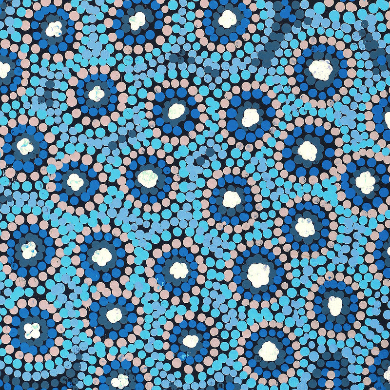 Aboriginal Artwork by Daphne Napurrurla White, Yawakiyi Jukurrpa (Native Currant Dreaming), 30x30cm