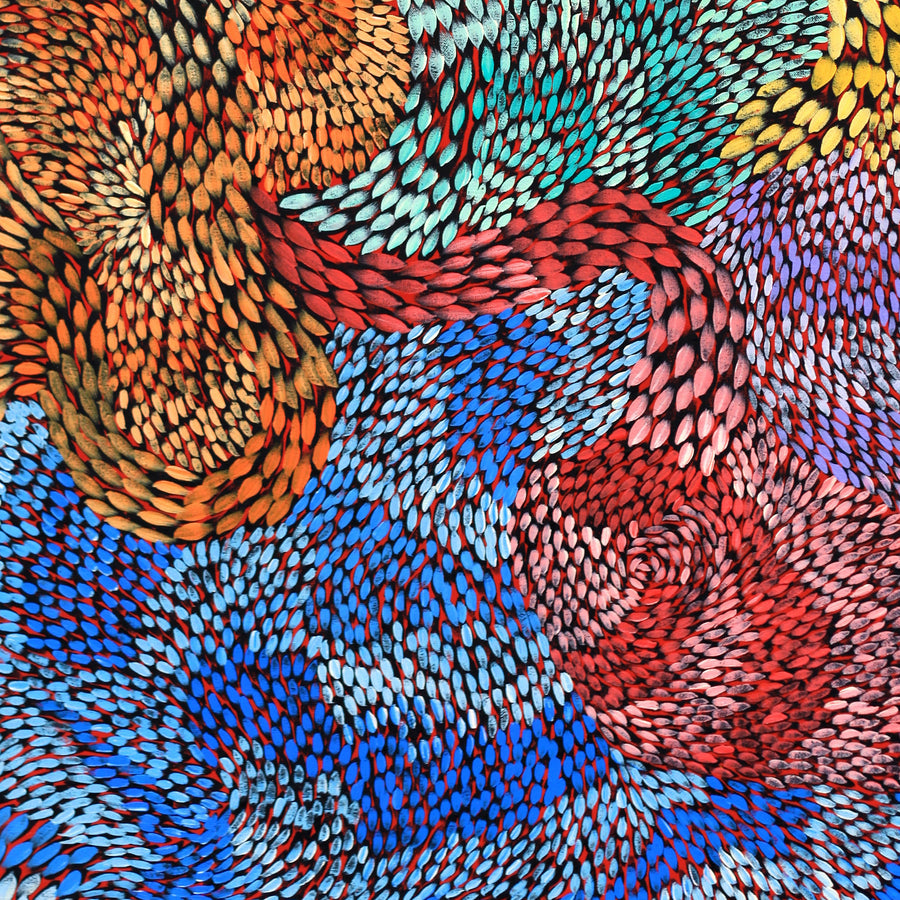 Aboriginal Artwork by Daphne Napurrula Marks, Yalka Dreaming (bush onion), 120x80cm