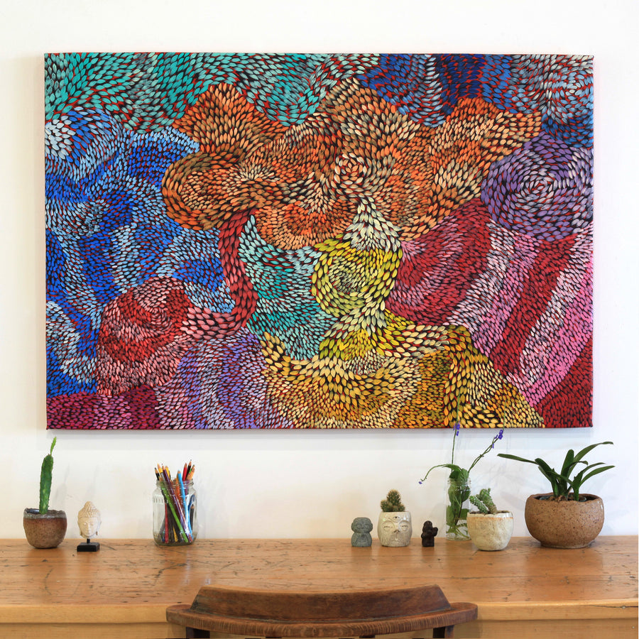Aboriginal Artwork by Daphne Napurrula Marks, Yalka Dreaming (bush onion), 120x80cm