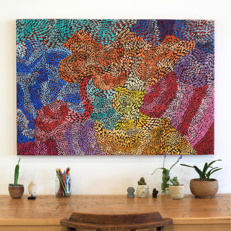 Aboriginal Artwork by Daphne Napurrula Marks, Yalka Dreaming (bush onion), 120x80cm