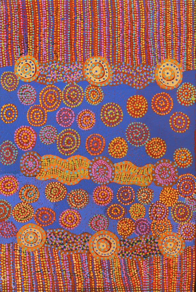 Aboriginal Artwork by Deanne Nakamarra White, Janmarda Jukurrpa (Bush Onion Dreaming), 91x61cm
