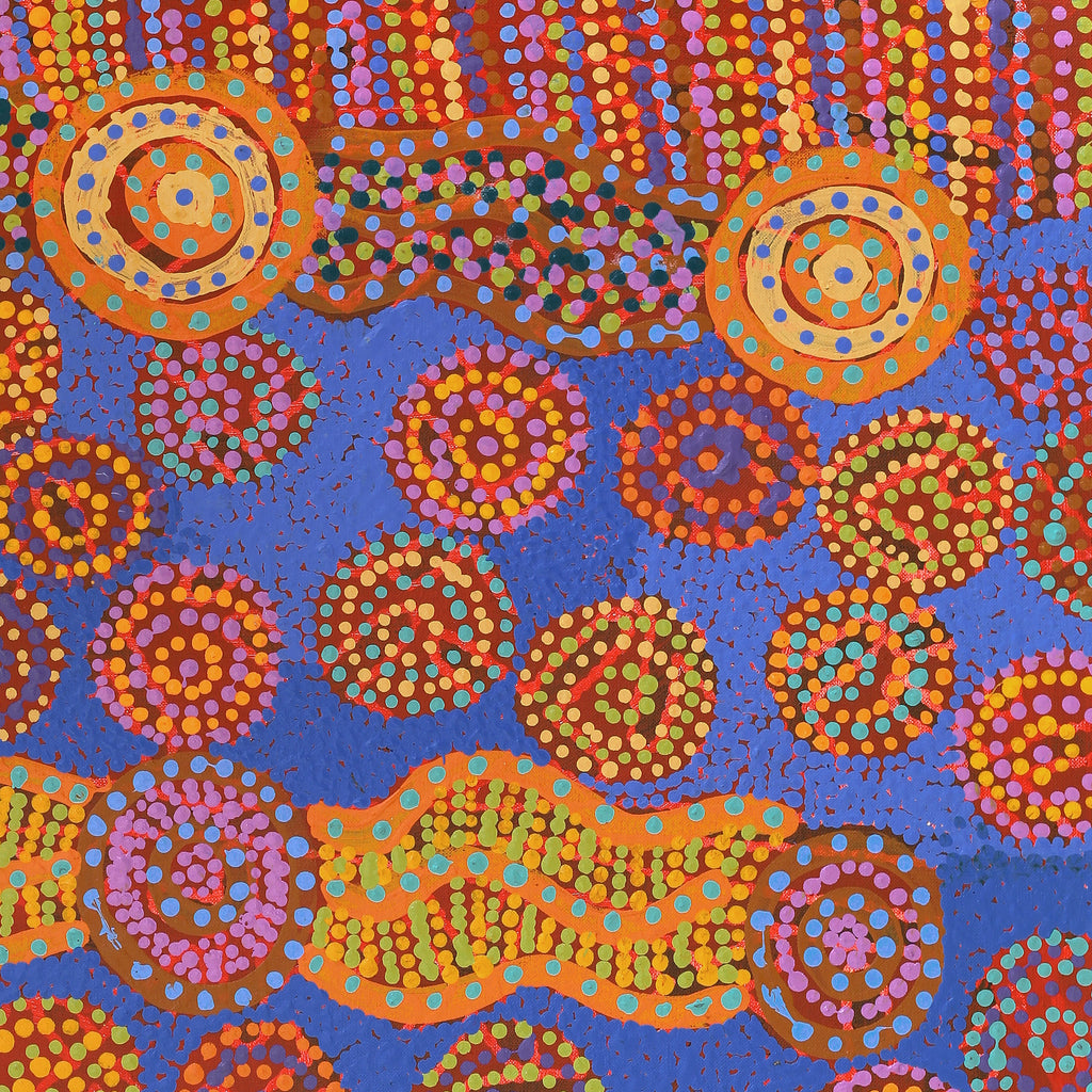 Aboriginal Artwork by Deanne Nakamarra White, Janmarda Jukurrpa (Bush Onion Dreaming), 91x61cm