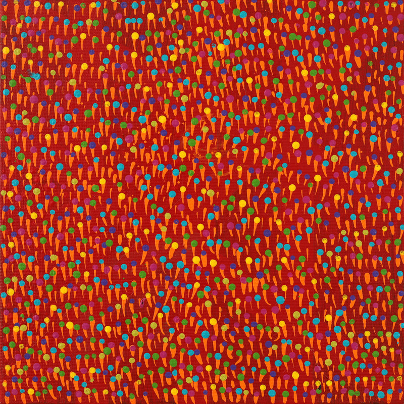 Aboriginal Artwork by Dianne Nangala Egan, Warlukurlangu Jukurrpa (Fire country Dreaming), 30x30cm