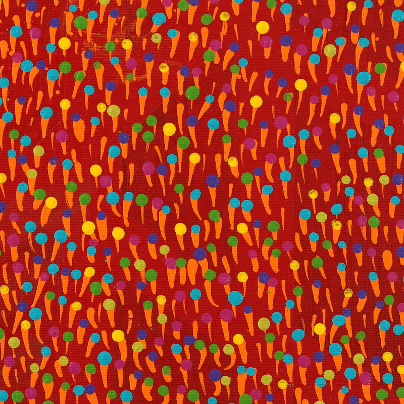 Aboriginal Artwork by Dianne Nangala Egan, Warlukurlangu Jukurrpa (Fire country Dreaming), 30x30cm