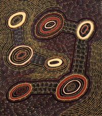 Aboriginal Artwork by Debbie Napaljarri Brown, Wanakiji Jukurrpa (Bush Tomato Dreaming), 122x107cm