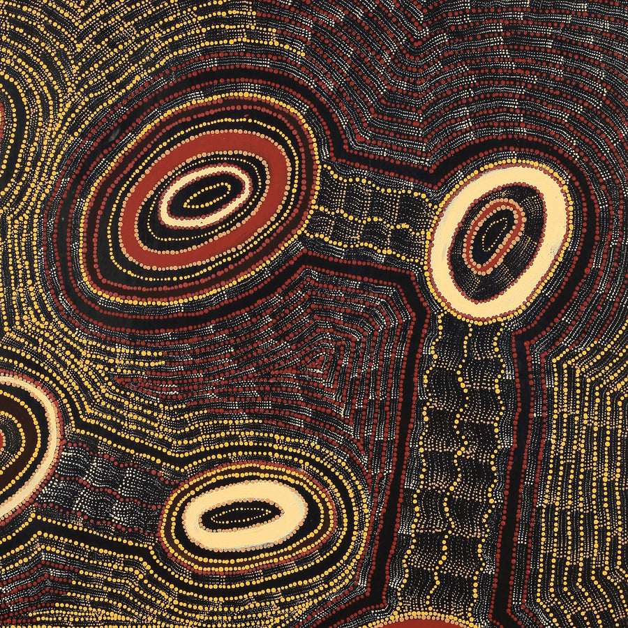 Aboriginal Artwork by Debbie Napaljarri Brown, Wanakiji Jukurrpa (Bush Tomato Dreaming), 122x107cm