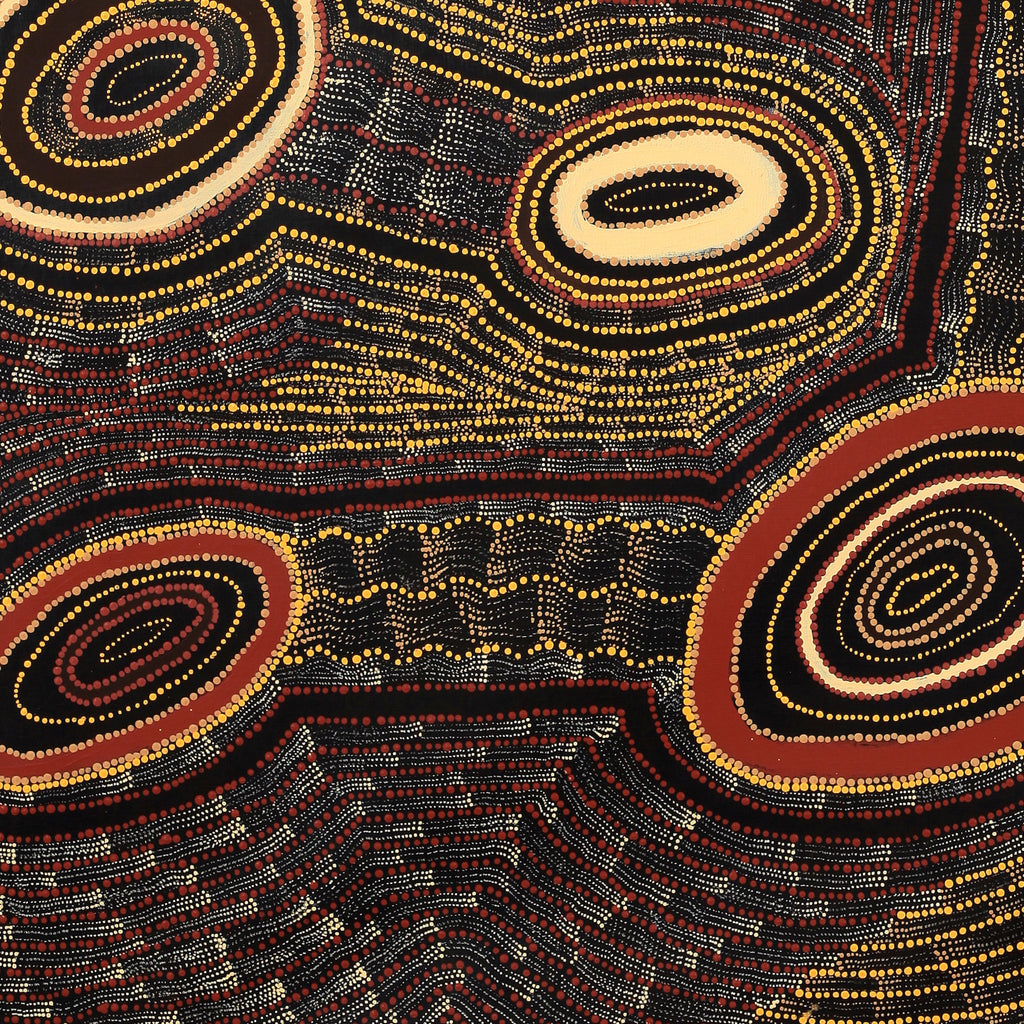 Aboriginal Artwork by Debbie Napaljarri Brown, Wanakiji Jukurrpa (Bush Tomato Dreaming), 122x107cm
