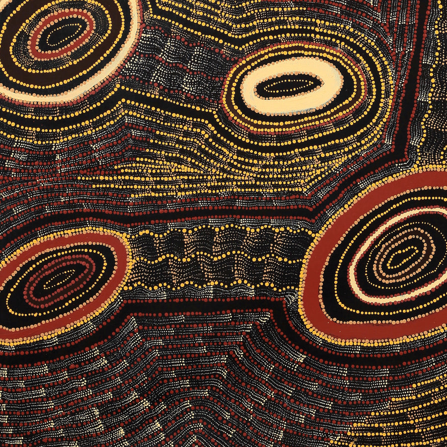 Aboriginal Artwork by Debbie Napaljarri Brown, Wanakiji Jukurrpa (Bush Tomato Dreaming), 122x107cm