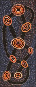 Aboriginal Art by Debbie Napaljarri Brown, Wanakiji Jukurrpa (Bush Tomato Dreaming), 183x76cm - ART ARK®