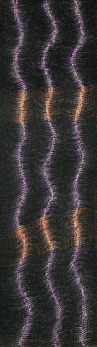 Aboriginal Artwork by Debbie Napaljarri Brown, Wanakiji Jukurrpa (Bush Tomato Dreaming), 107x30cm