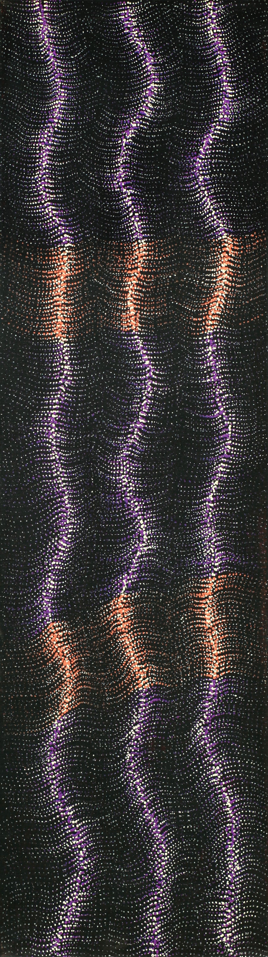 Aboriginal Artwork by Debbie Napaljarri Brown, Wanakiji Jukurrpa (Bush Tomato Dreaming), 107x30cm