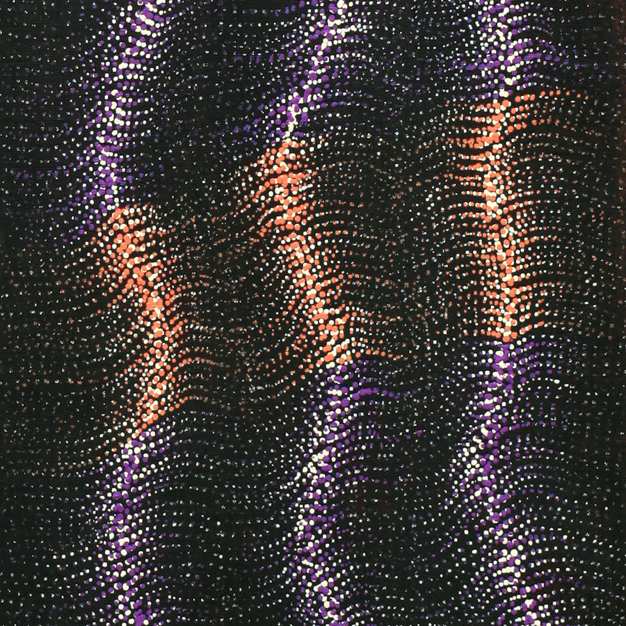 Aboriginal Artwork by Debbie Napaljarri Brown, Wanakiji Jukurrpa (Bush Tomato Dreaming), 107x30cm