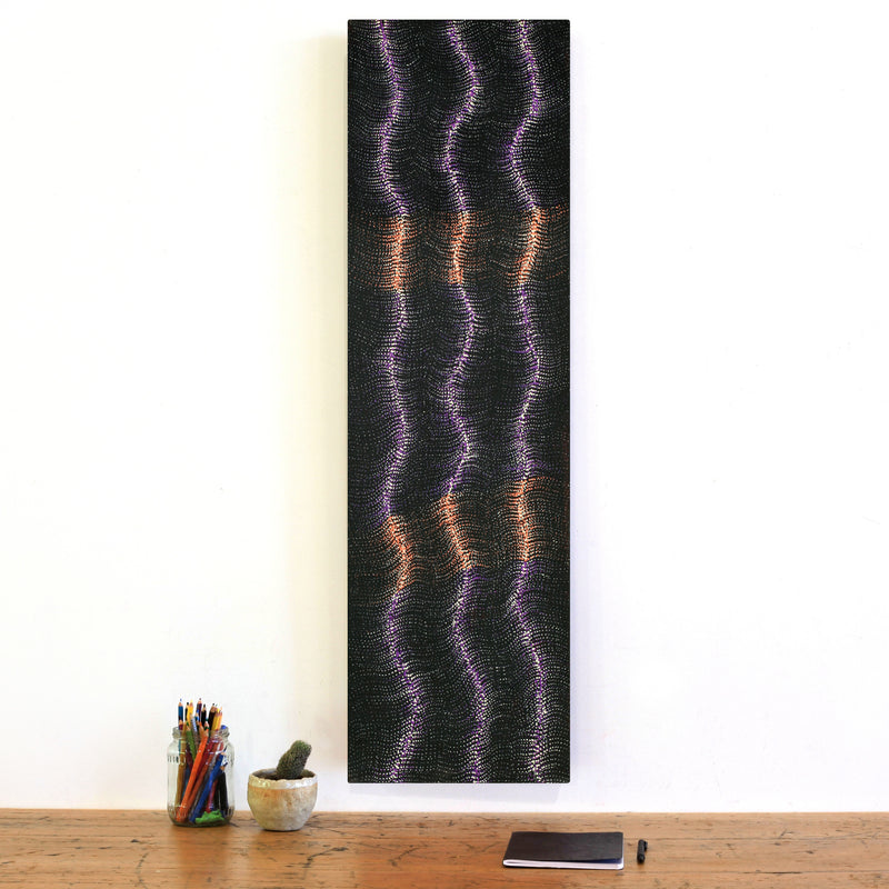 Aboriginal Artwork by Debbie Napaljarri Brown, Wanakiji Jukurrpa (Bush Tomato Dreaming), 107x30cm