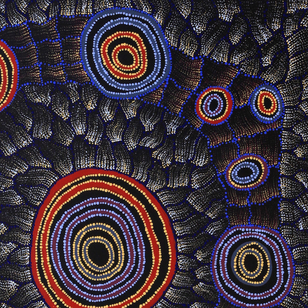 Aboriginal Artwork by Debbie Napaljarri Brown, Wanakiji Jukurrpa (Bush Tomato Dreaming), 91x76cm - ART ARK®