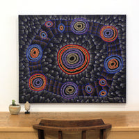 Aboriginal Artwork by Debbie Napaljarri Brown, Wanakiji Jukurrpa (Bush Tomato Dreaming), 91x76cm