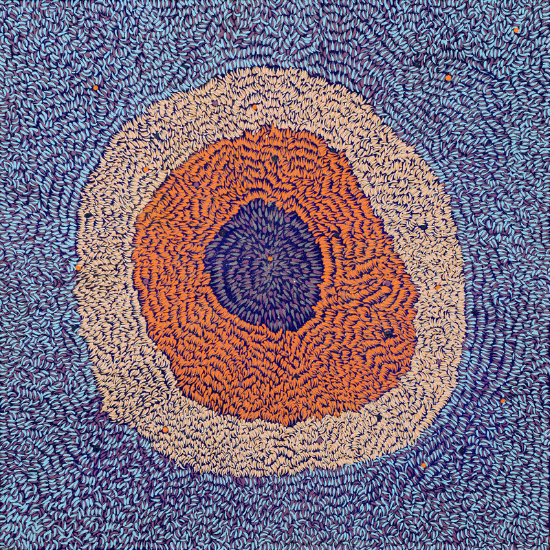 Aboriginal Artwork by Delena Napaljarri Turner, Pikilyi Jukurrpa (Vaughan Springs Dreaming), 91x91cm