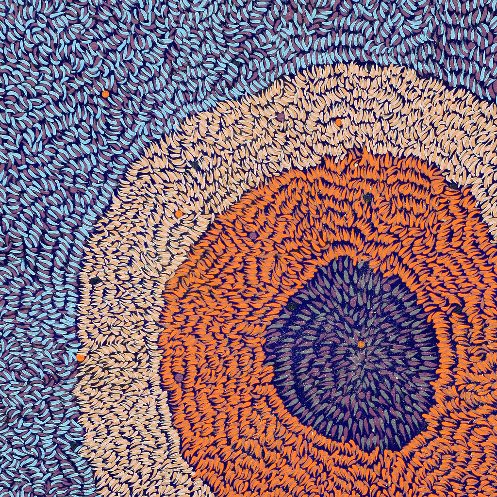 Aboriginal Artwork by Delena Napaljarri Turner, Pikilyi Jukurrpa (Vaughan Springs Dreaming), 91x91cm