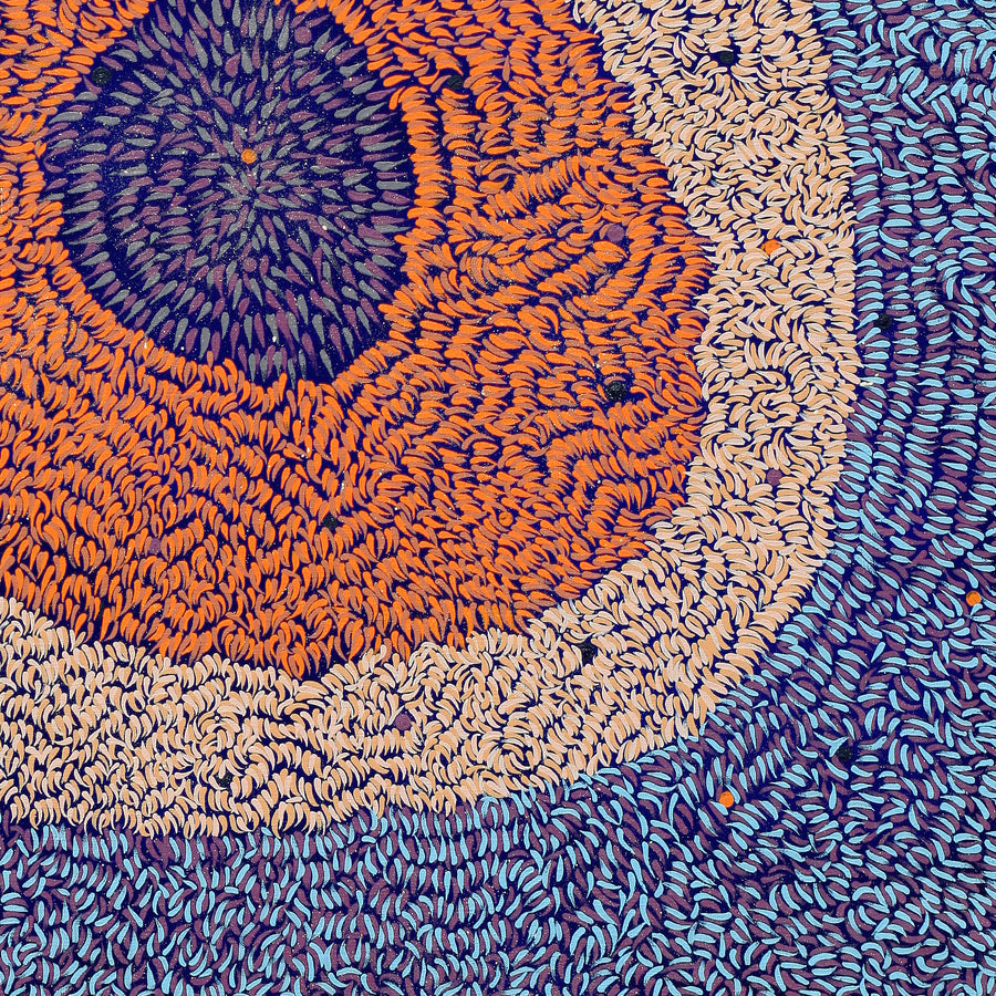 Aboriginal Artwork by Delena Napaljarri Turner, Pikilyi Jukurrpa (Vaughan Springs Dreaming), 91x91cm